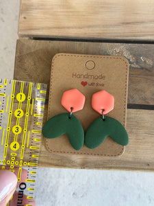 Ohrstecker - Green/coral -