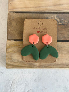 Ohrstecker - Green/coral -