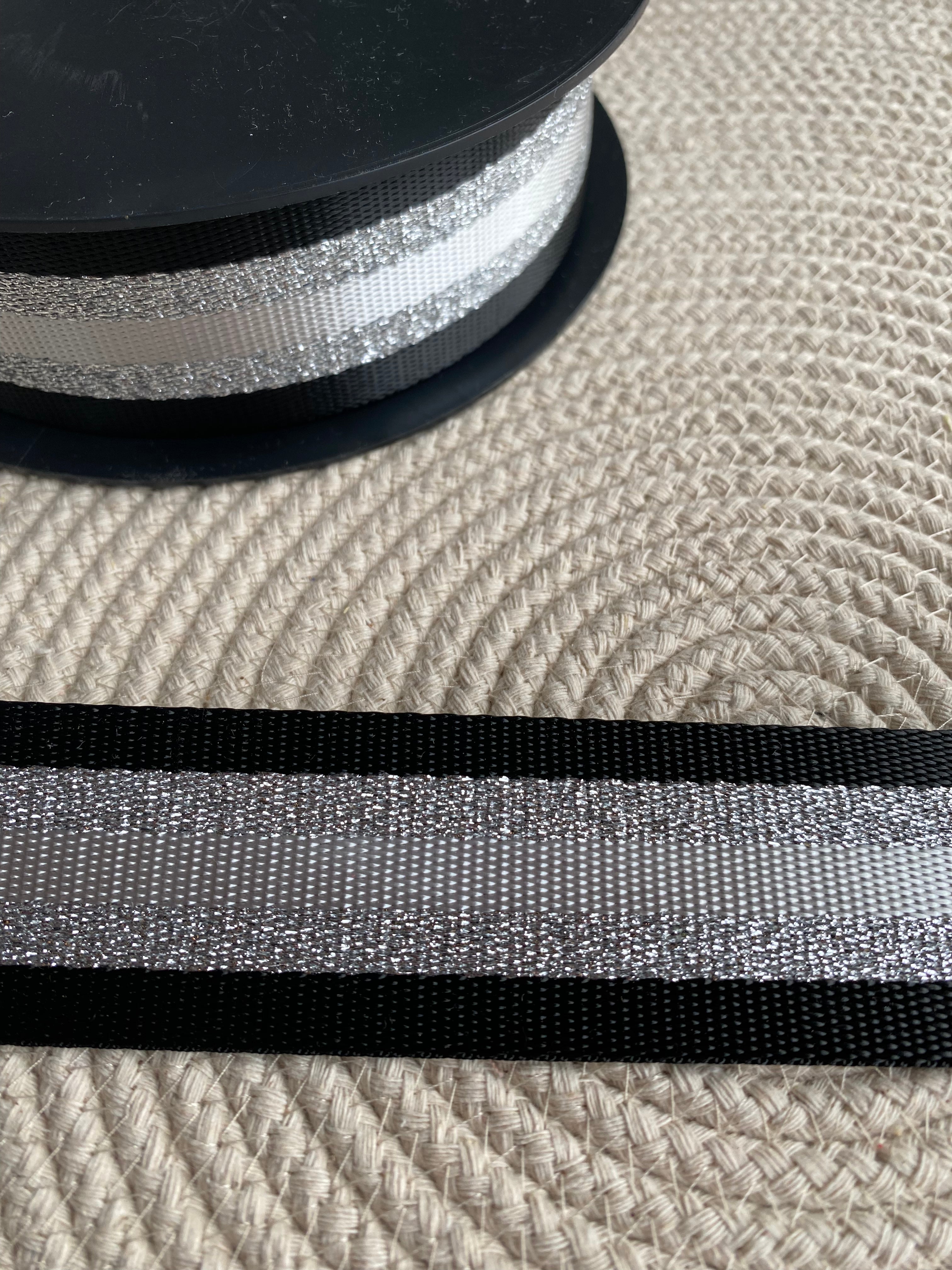 Gurtband Glitzer schwarz 38mm