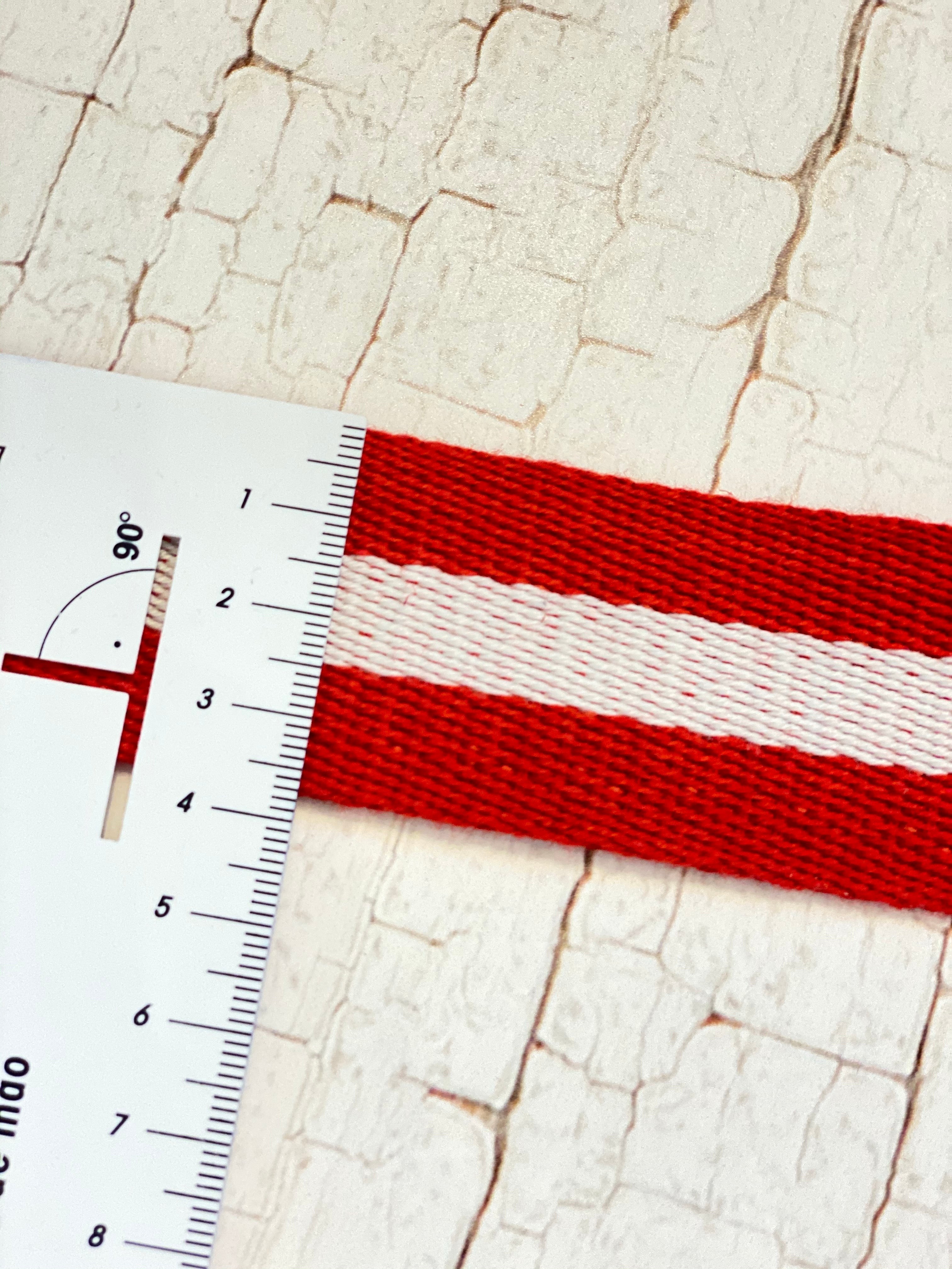 Gurtband Baumwolle Steifen rot 4cm
