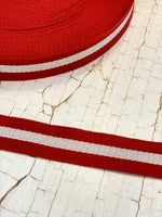 Lade das Bild in den Galerie-Viewer, Gurtband Baumwolle Steifen rot 4cm
